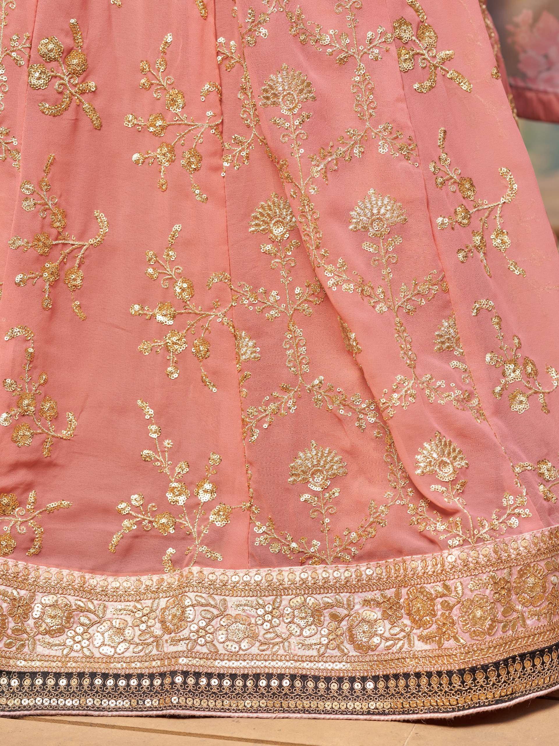  Rosewood Blush colour with Floral work on Georgette Elegance fabric Lehenga Choli wholesale in surat  8005 Pink 